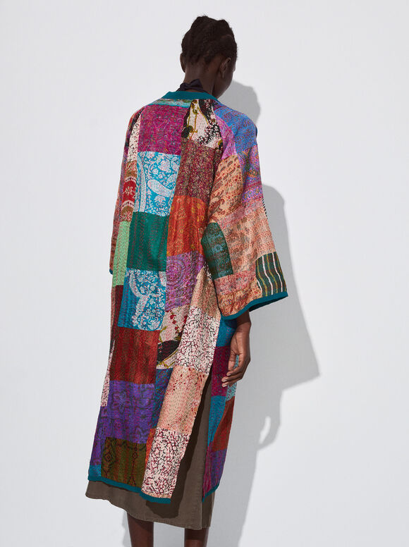 Quimono de seda patchwork - Multicolorido