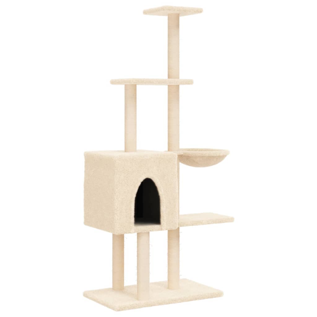 Arbre à chat avec griffoirs en sisal crème 145 cm