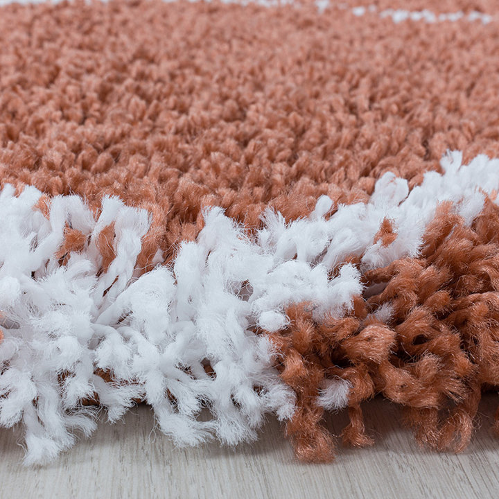 Rond berber vloerkleed - Agadir Lines Terra/Creme