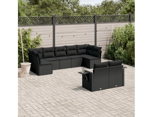 VIDAXL - Salon extérieur Salon de jardin 9 pcs avec coussins noir résine tressée