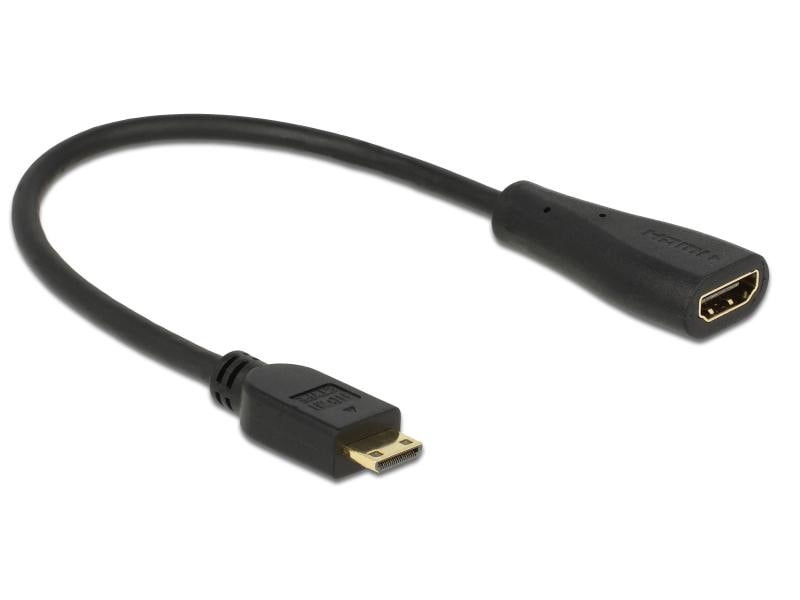 Delock Adapterkabel Mini-HDMI (HDMI-C) - HDMI Delock Kabel High Speed HDMI mit Ethernet – mini C Stecker > A Buchse