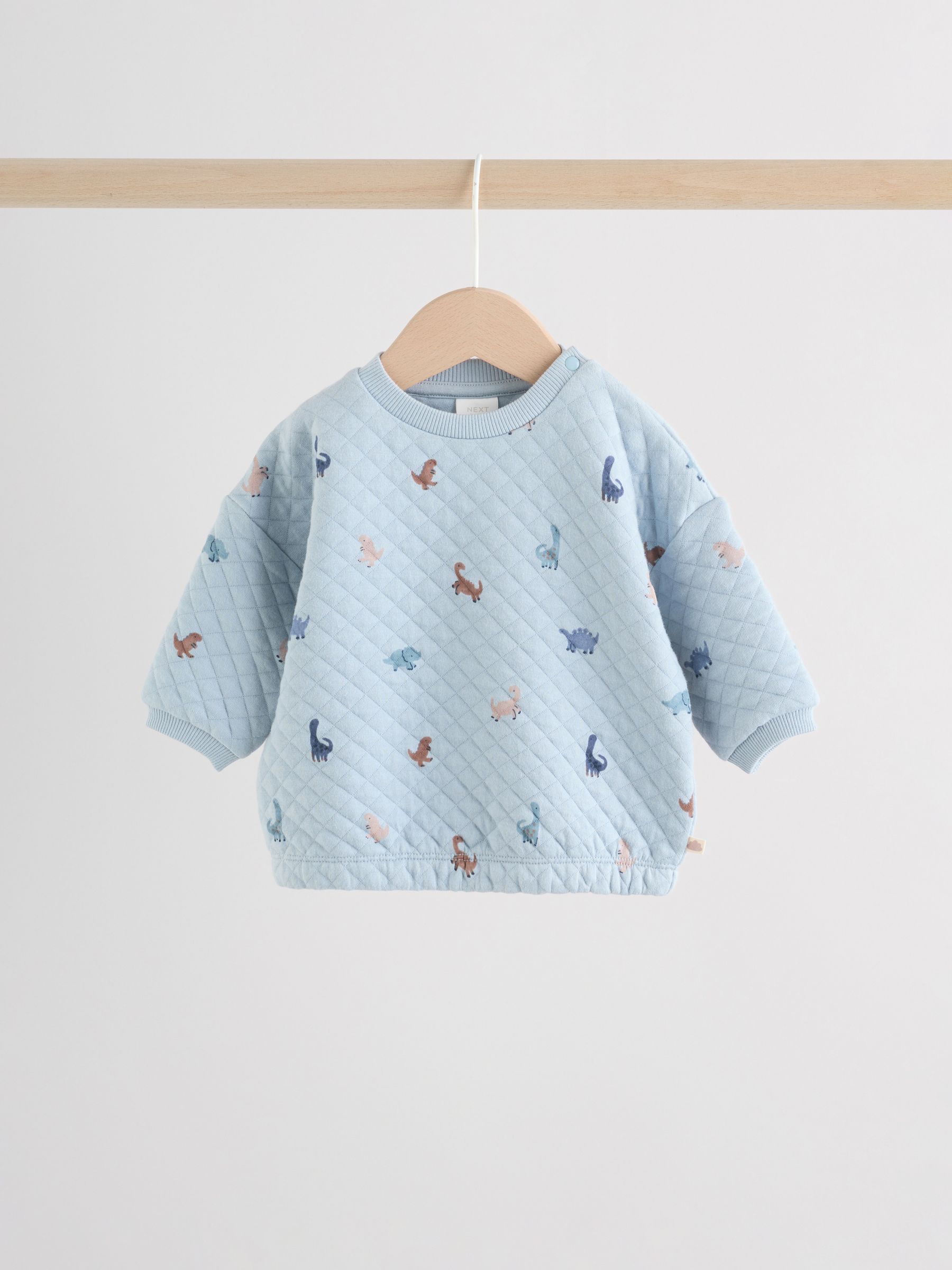 Blauw met dinosaurus - Set van gewatteerde sweater en joggingbroek voor baby's (0mnd-2jr)