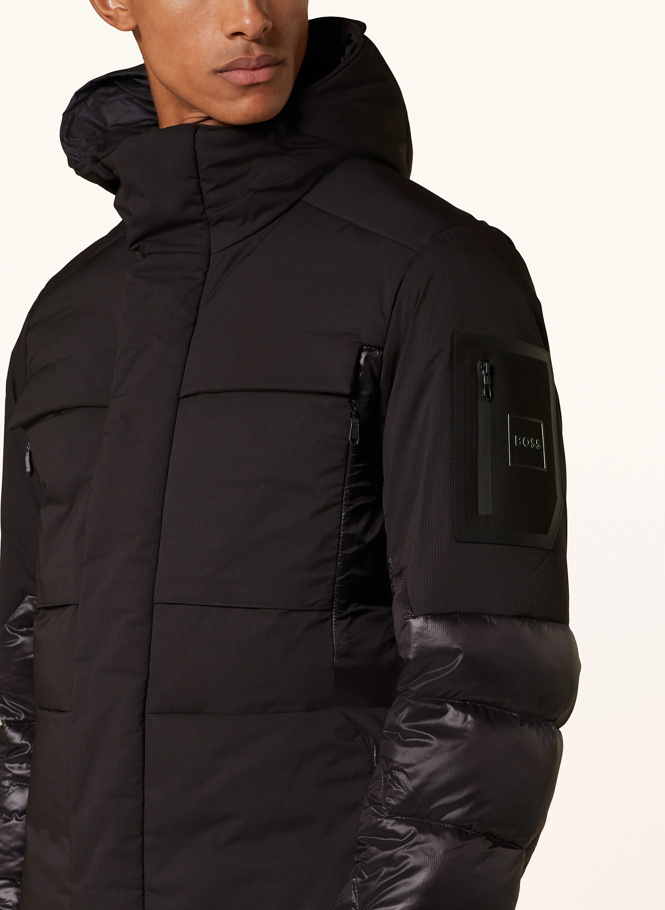 BOSS Lightweight-Daunenjacke EAMS mit abnehmbarer Kapuze