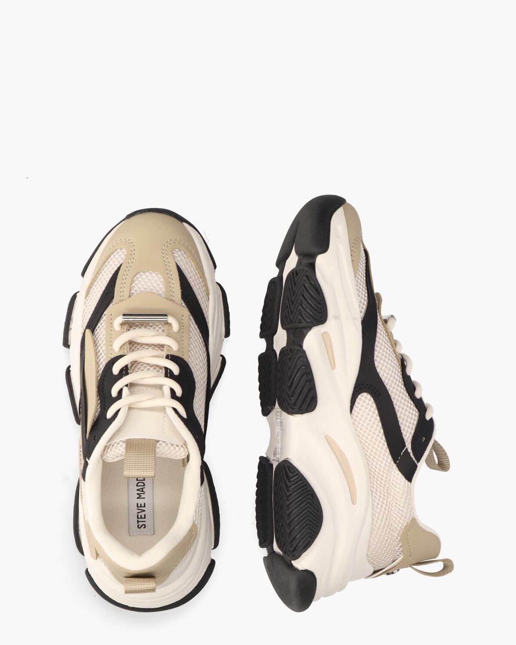 Steve Madden Possession-E Wit/Zwart/Beige Damessneakers