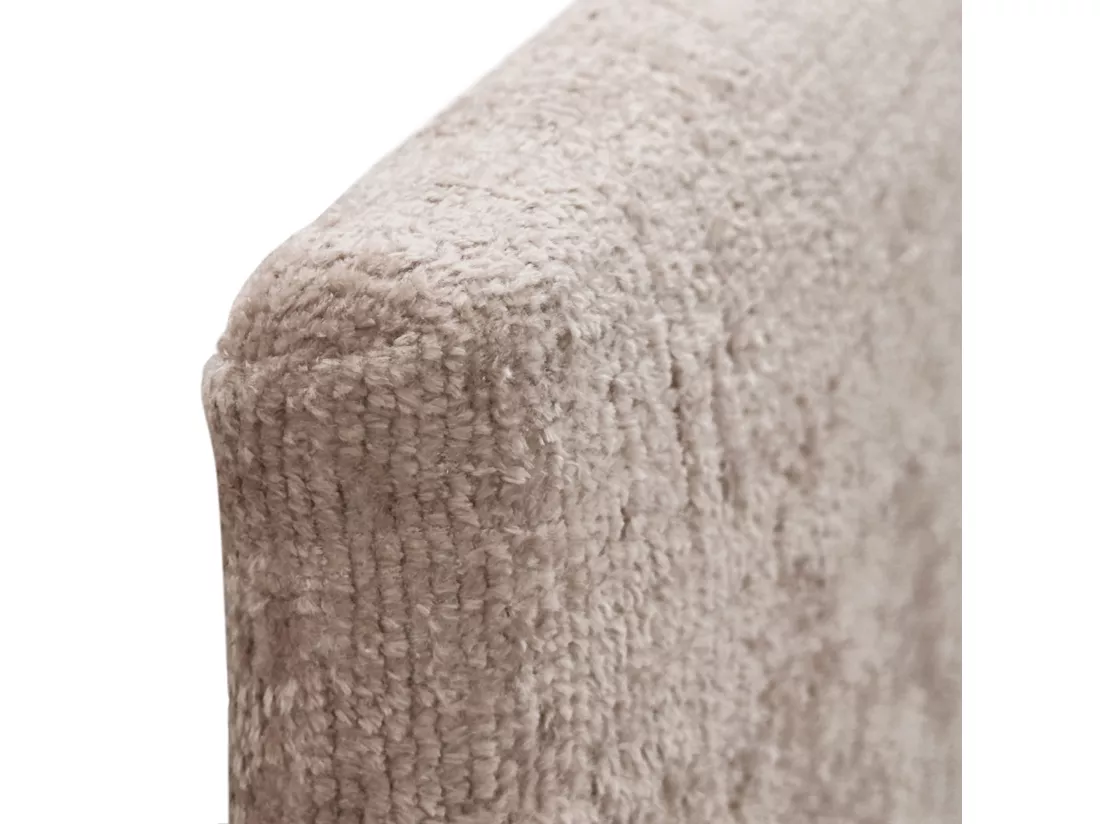 DHOME Tête de Lit Laine Naturelle avec Boutons 160x105cm avec Pieds de Lit 150/160 - Marron Clair