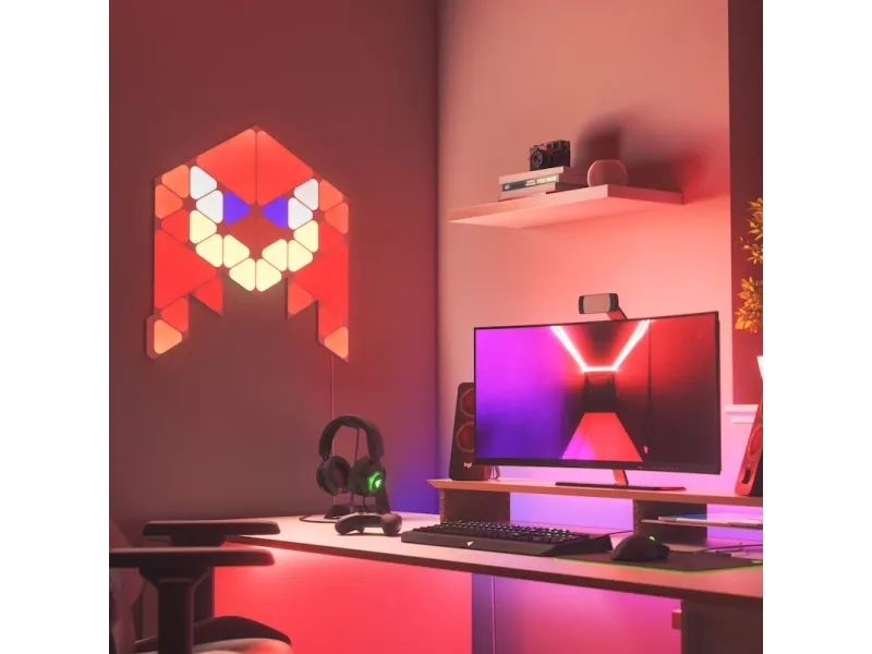 Nanoleaf Shapes Starter Kit (Sonic Limited Edition) - Trådløst belysningssæt - LED x 32 - klasse G - RGBW-lys - 1200-6500 K - triangel