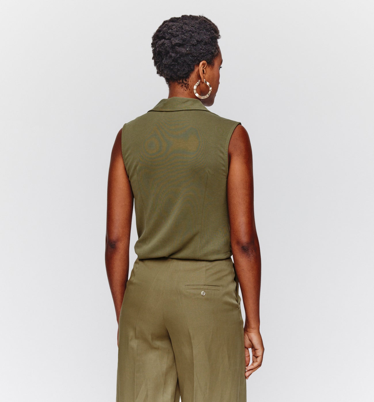 T-shirt sans manches col polo - Mousse