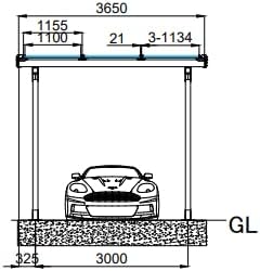 Einzelcarport Carport für EIN Auto mit Umrandung + Regenrinne, Schwarz