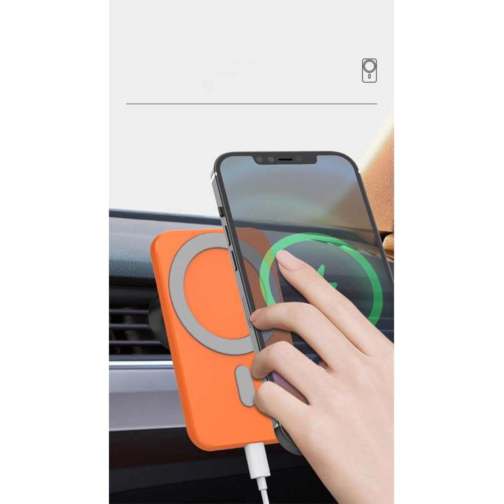 (15W) 2in1 MagSafe Auto Ladegerät KFZ Halterung Magnetischer Qi Wireless Charger für Lüftungsgitter Air Frame - Schwarz