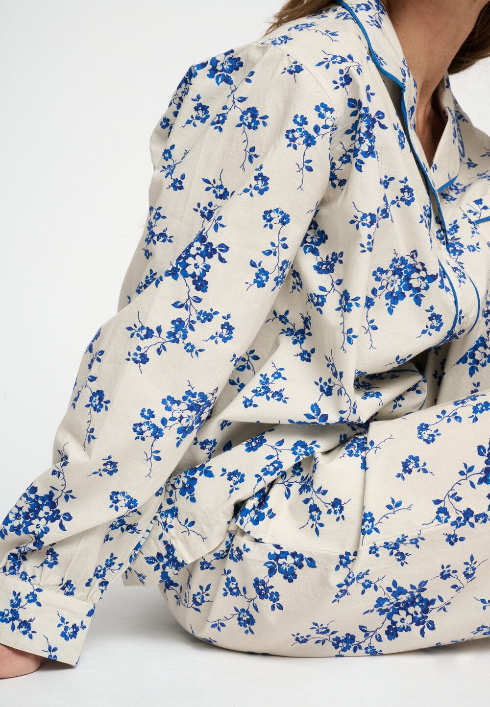 Moshi Moshi Mind  New moon poplin natbukser - blue flower