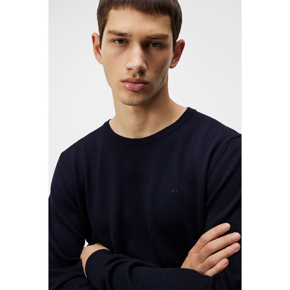 Lyle Merino Crew Neck Genser Herre Navy