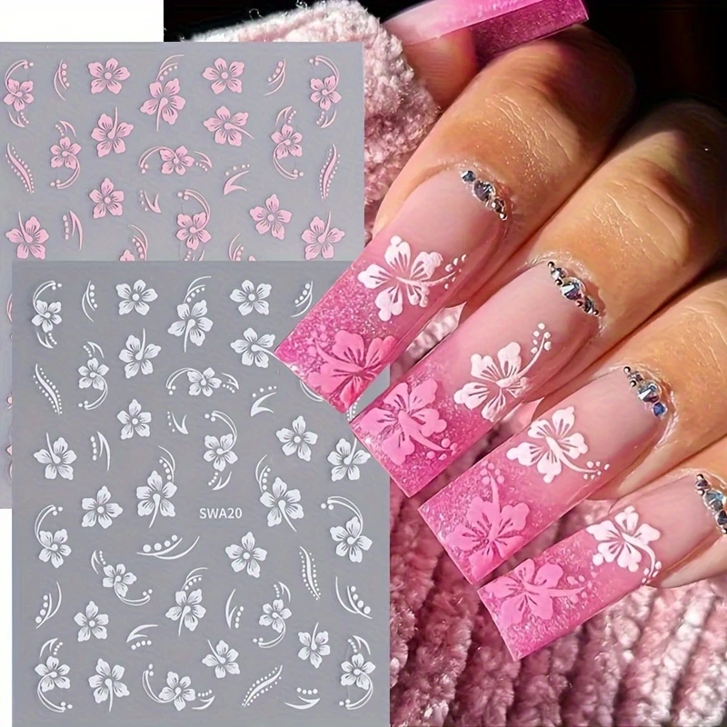 (192-tlg. Set) Nagel Sticker Nail Art Tattoo Selbstklebende Aufkleber Blumen - Bunt
