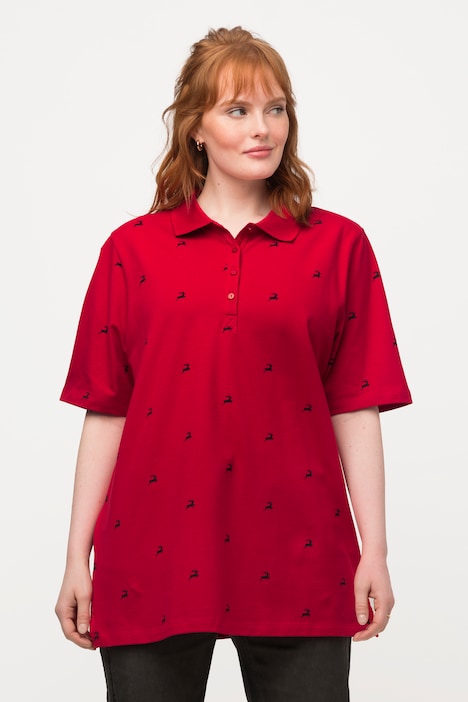 Trachten-Poloshirt, Steinbock, Polokragen, Halbarm