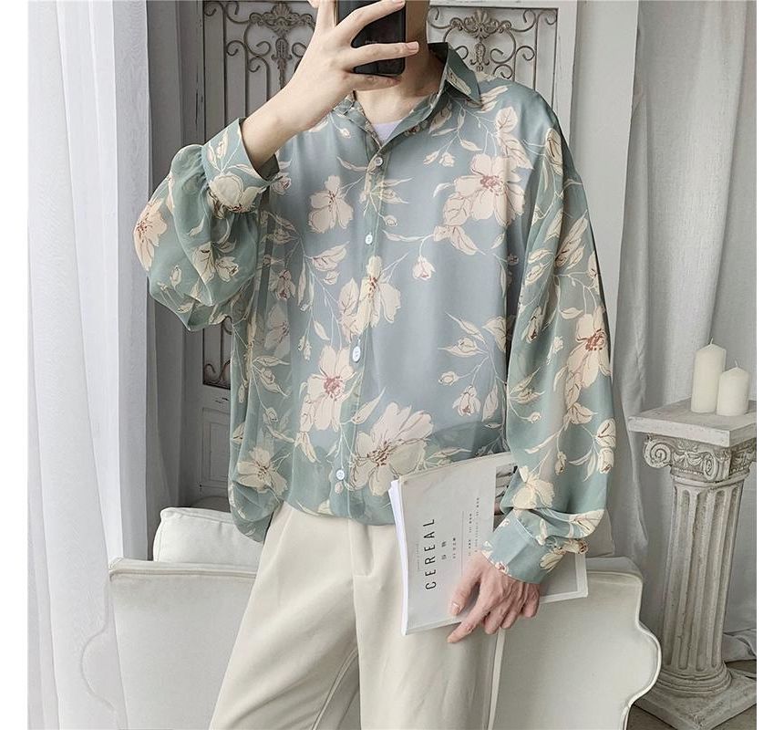Adotuastic - Oversized overhemd met lange mouwen en bloemenprint