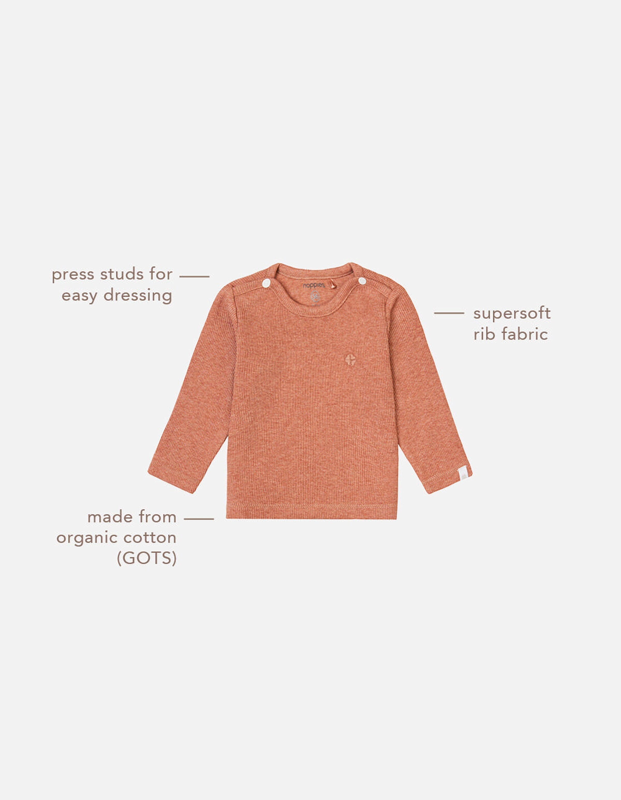Noppies Baby Langarmshirt Natal Cafe Au Lait Melange