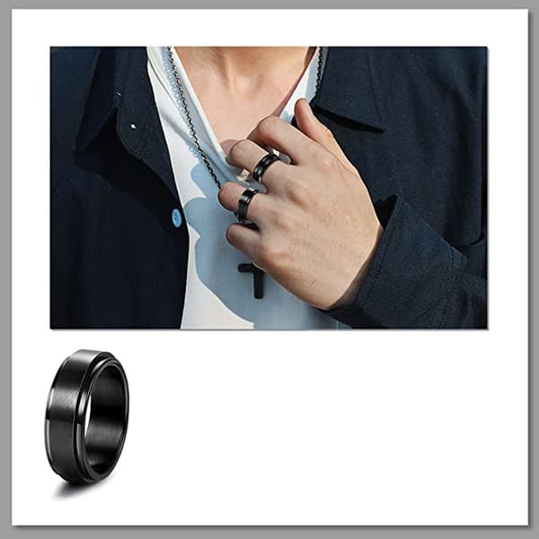 INF Antistressring i rustfritt stål med enkel design Sort