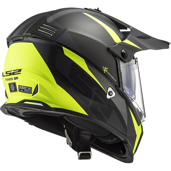LS2 - Casque MX436 Pioneer Evo Router Noir Mat / Jaune fluo