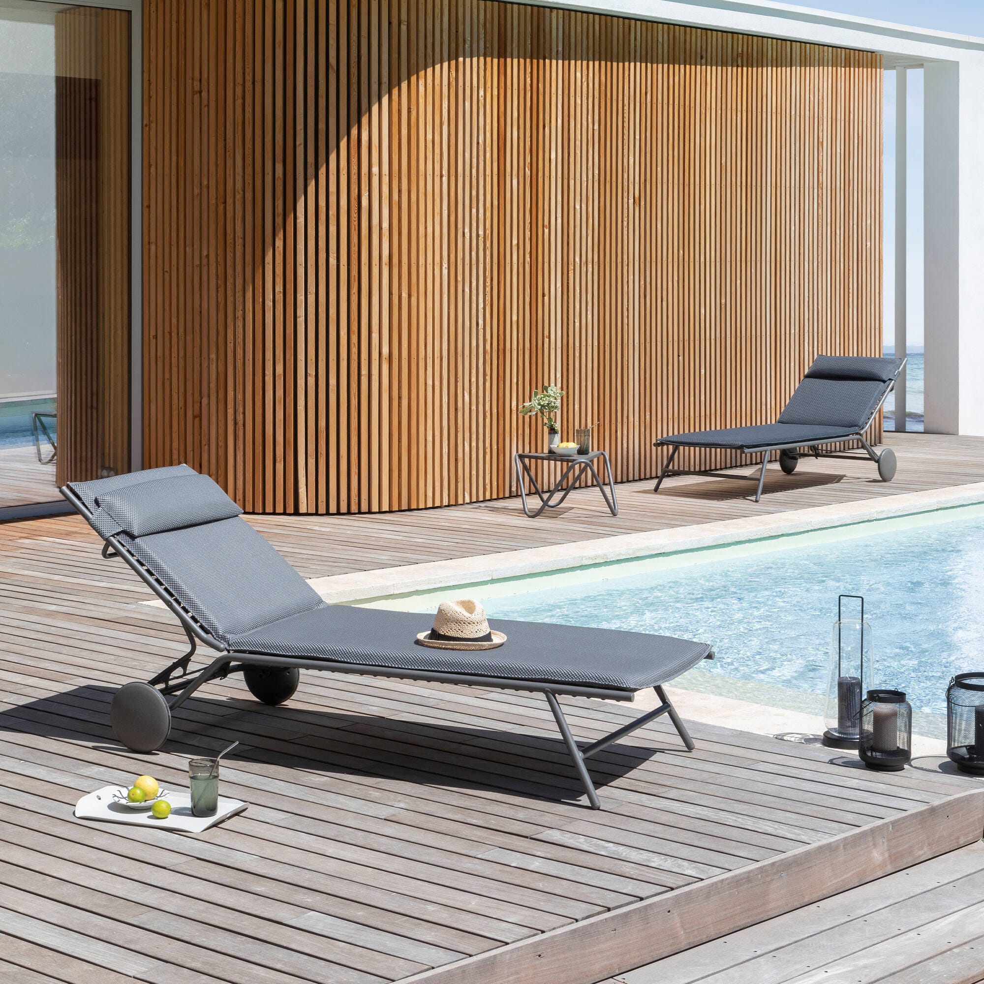 Gepolsterte Sonnenliege Miami II BeComfort® Grau Dark Grey