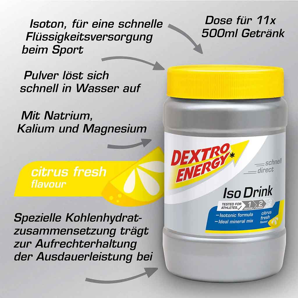 Dextro Energy Iso Drink Getränkepulver Citrus 440g MHD:30.7.26