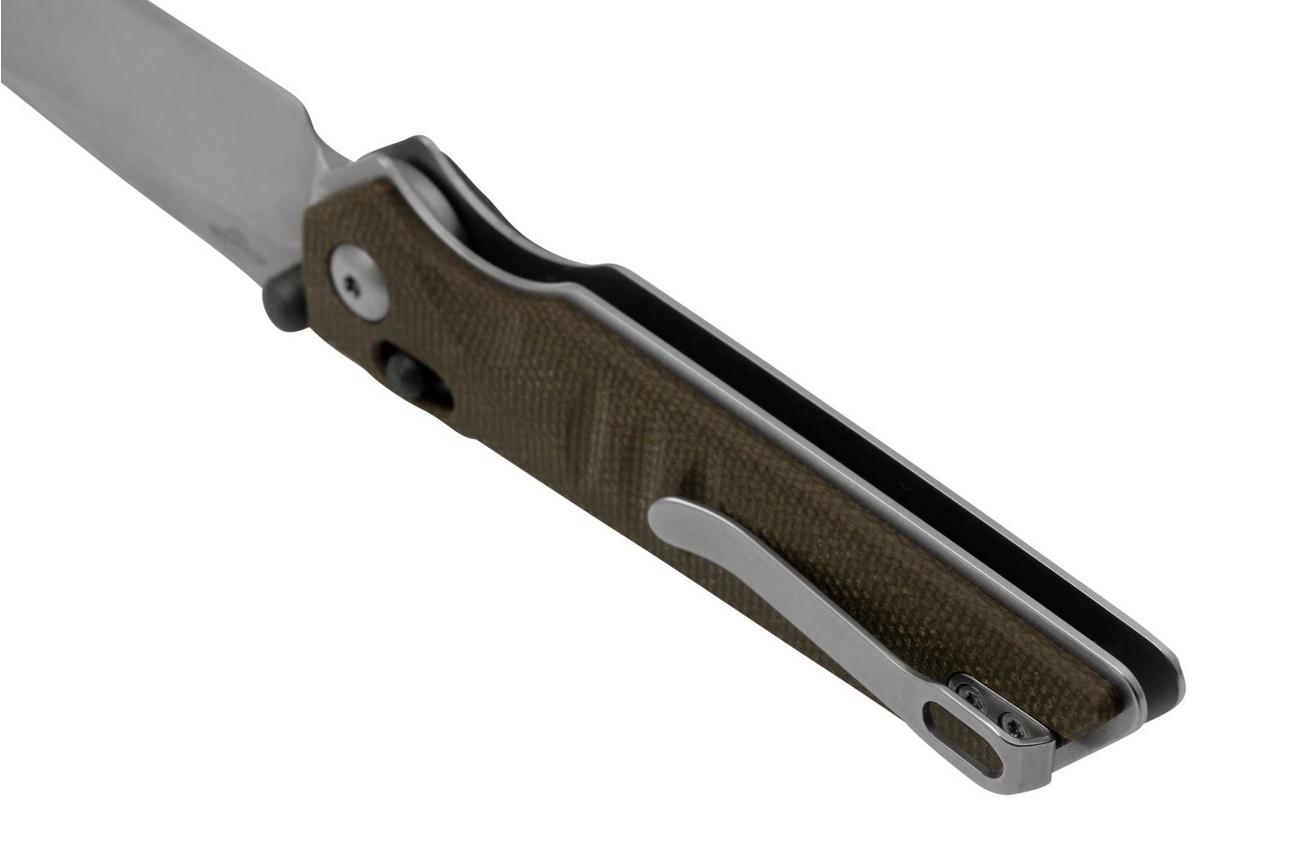 Real Steel Sacra, 7711G Green Micarta, Stonewashed K110 zakmes