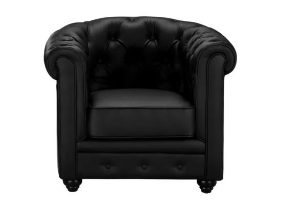 Lot de 2 Fauteuils CHESTERFIELD - Simili Noir