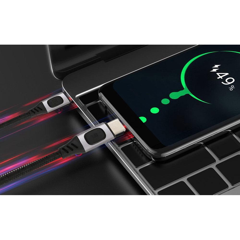 (2m) 100W PD USB C auf USB C Ladekabel Datenkabel Power Delivery Nylon Geflecht - Schwarz