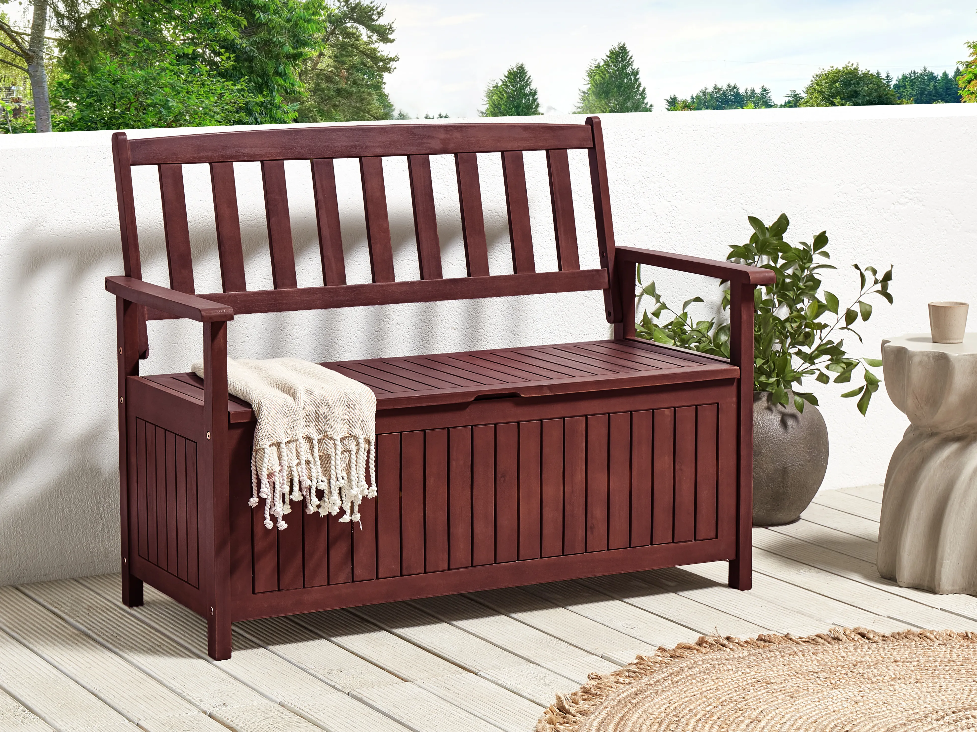 Tuinbank SOVANA 120 cm met opbergruimte Acaciahout Donkerrood