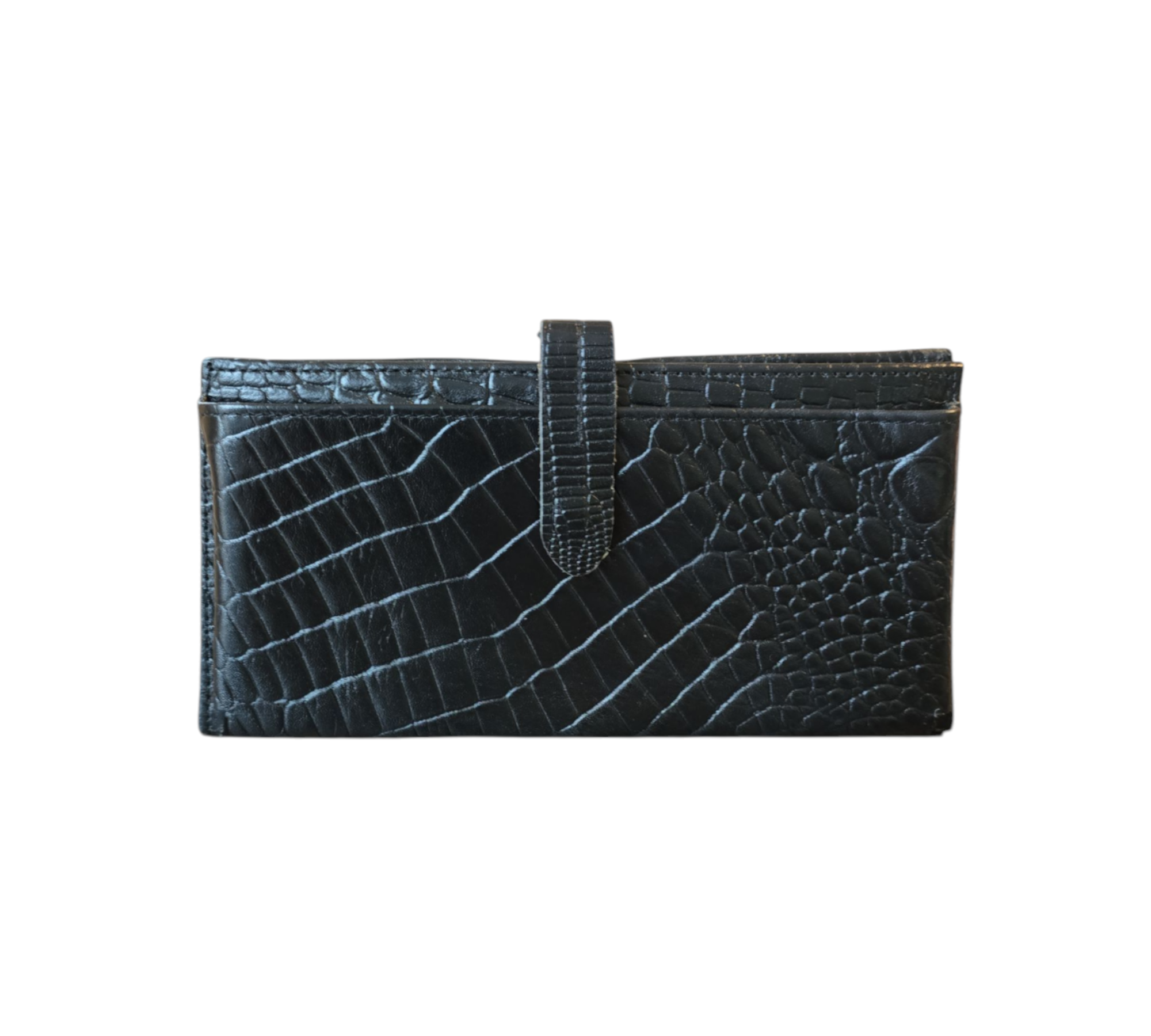 Dames portemonnee van rundleer met telefoonvak – croco print