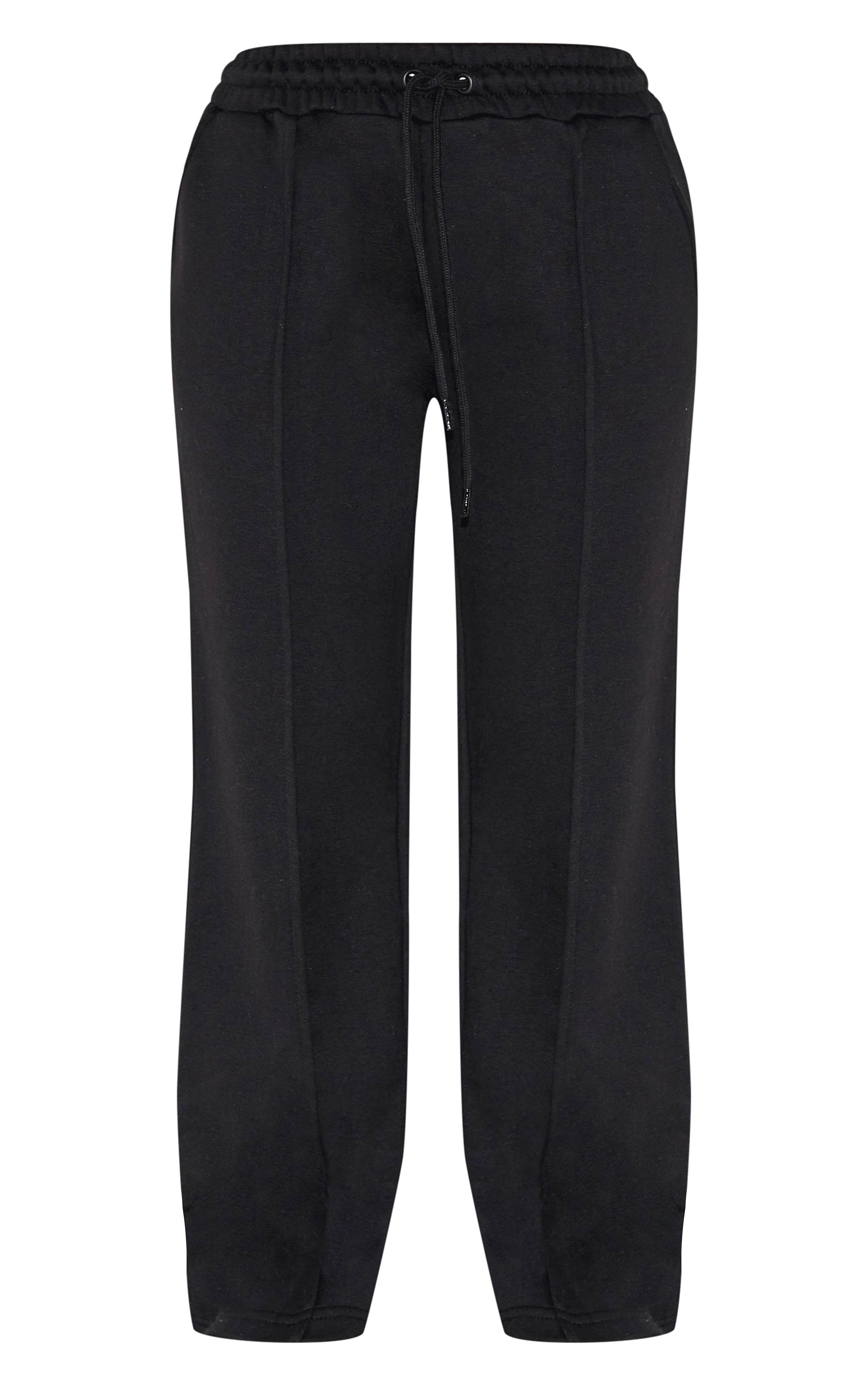 Noir Jogging Petite À Jambes Larges Avec Détails De Coutures