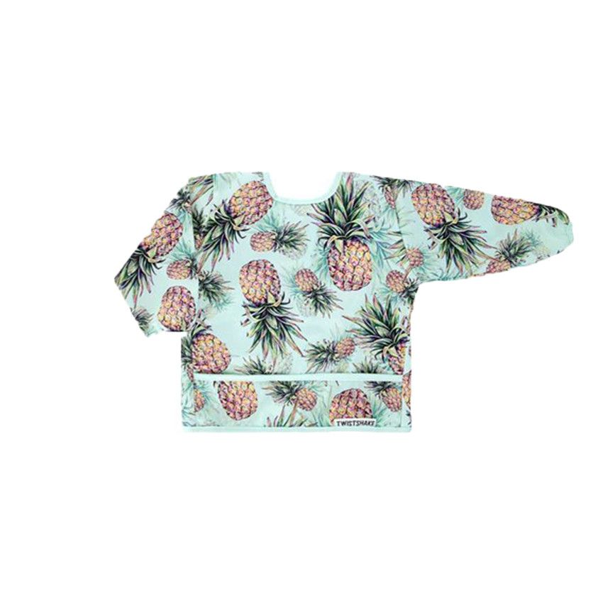 Bavoir à manches longues avec motifs ananas - Ecru