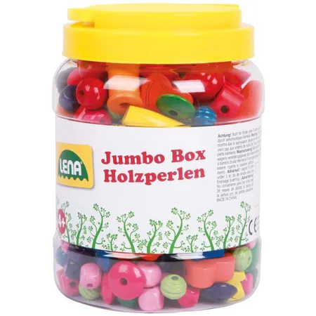 LENA® Bastelset Jumbo Holzfädelperlen