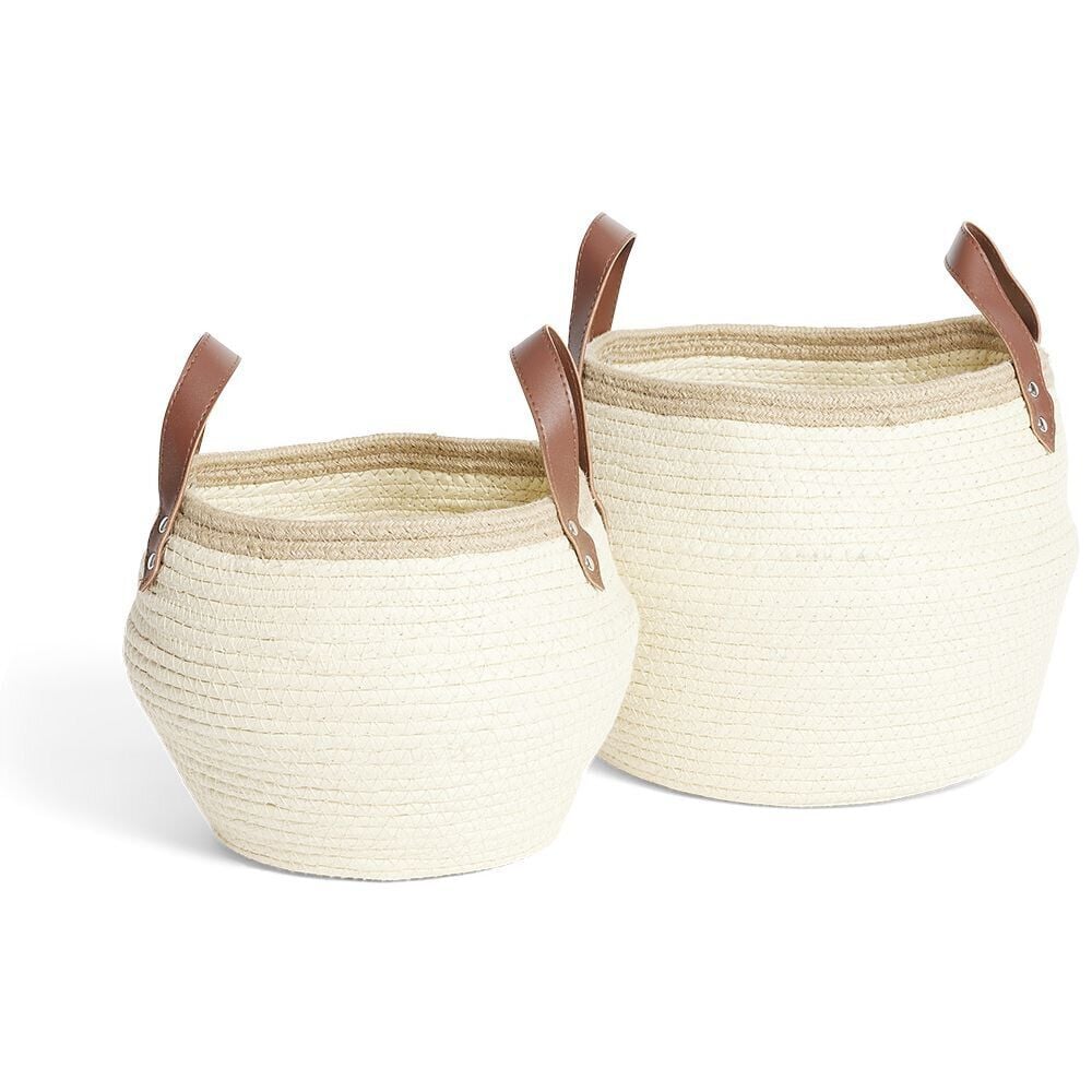 Panière petit modèle avec poignées jute beige Ø22xH20cm