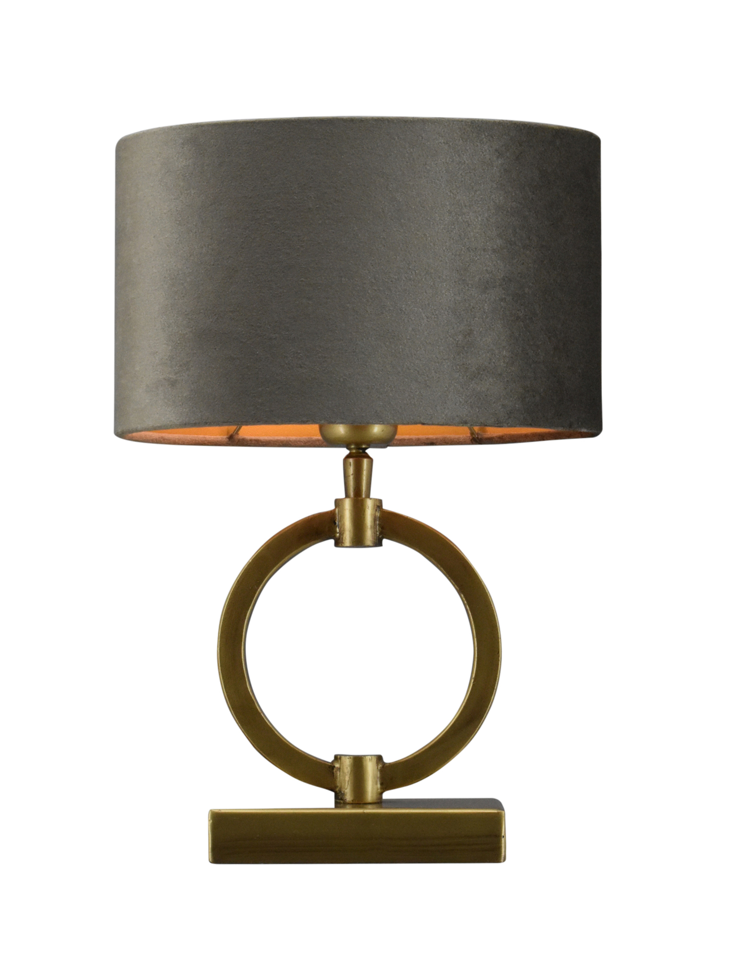 Tafellamp Devon XS bronze + kap Ovaal 25x16x15m Fendi velours earth ( gouden binnenkant )