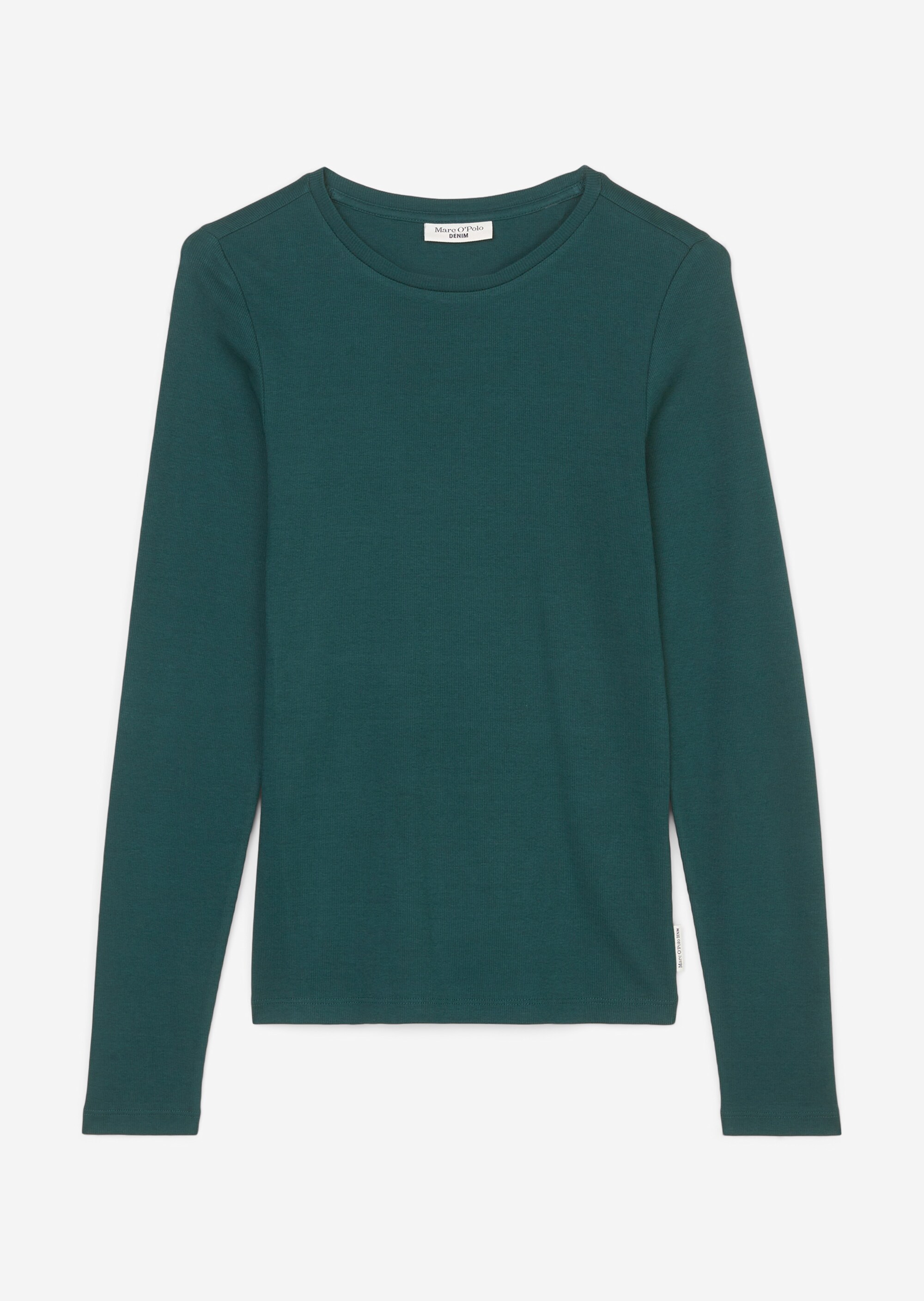 Rundhals-Longsleeve slim aus softem Feinripp-Jersey