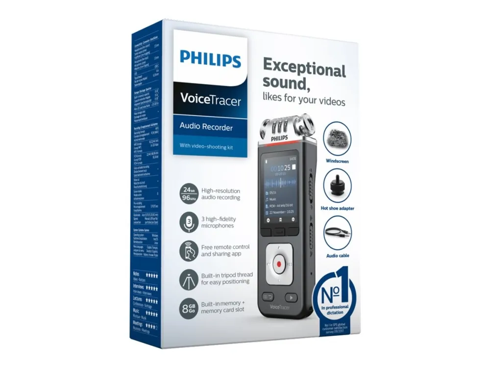 Philips Digital Voice Tracer DVT7110 - Stemmeoptager - 8 GB - krom, antracit (sort)