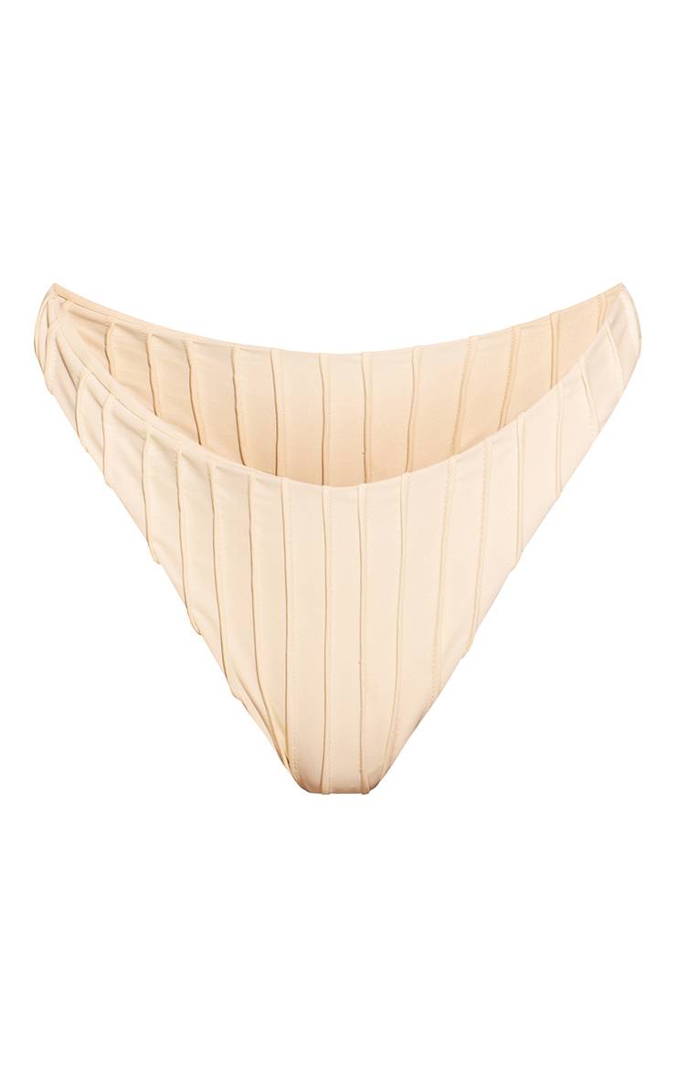 Crème Bas De Bikini Tanga Plissés