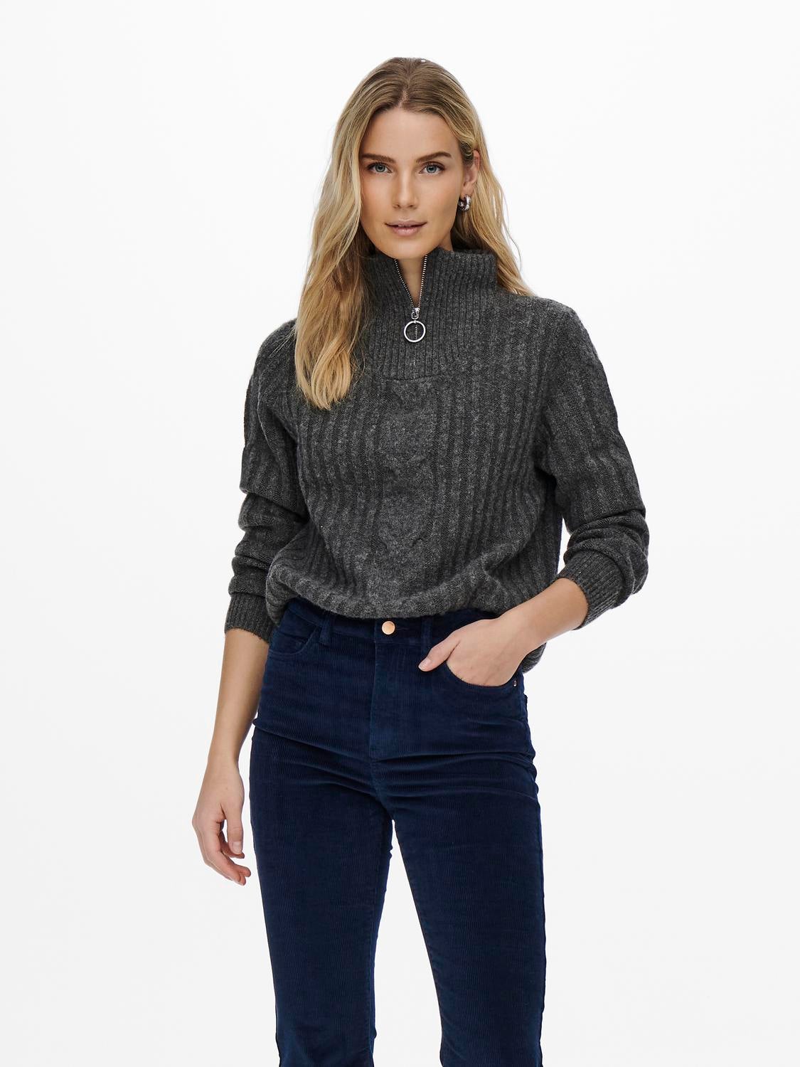 JDYANDREA Strickpullover Dark Grey Melange