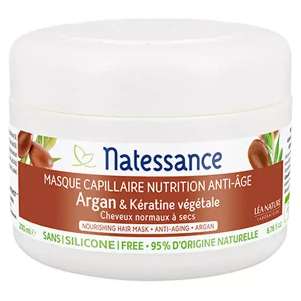 Máscara Capilar Nutritiva Antienvelhecimento Natessance com Argan e Queratina Vegetal 200ml