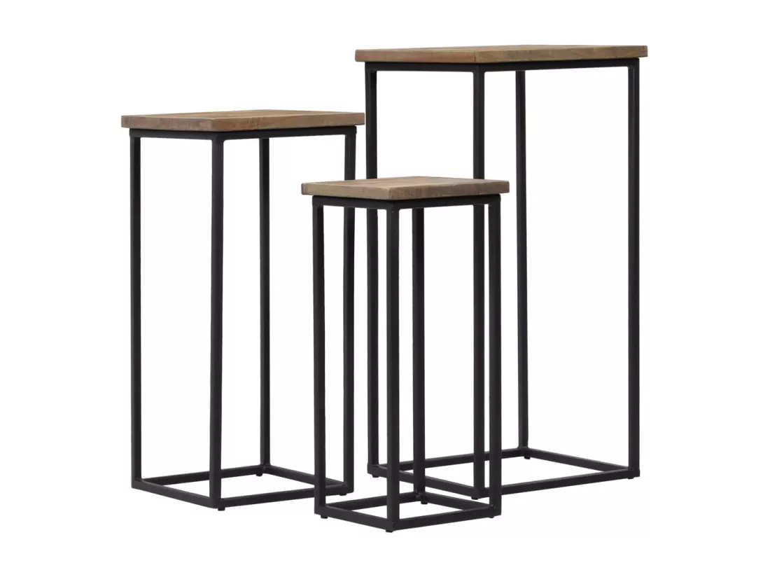 Ensemble de tables pour plante 3 pcs Teck recyclé