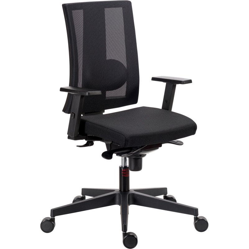 Chaise de bureau Difesa tissu et maille - dossier haut - mécanisme synchrone - pieds noir