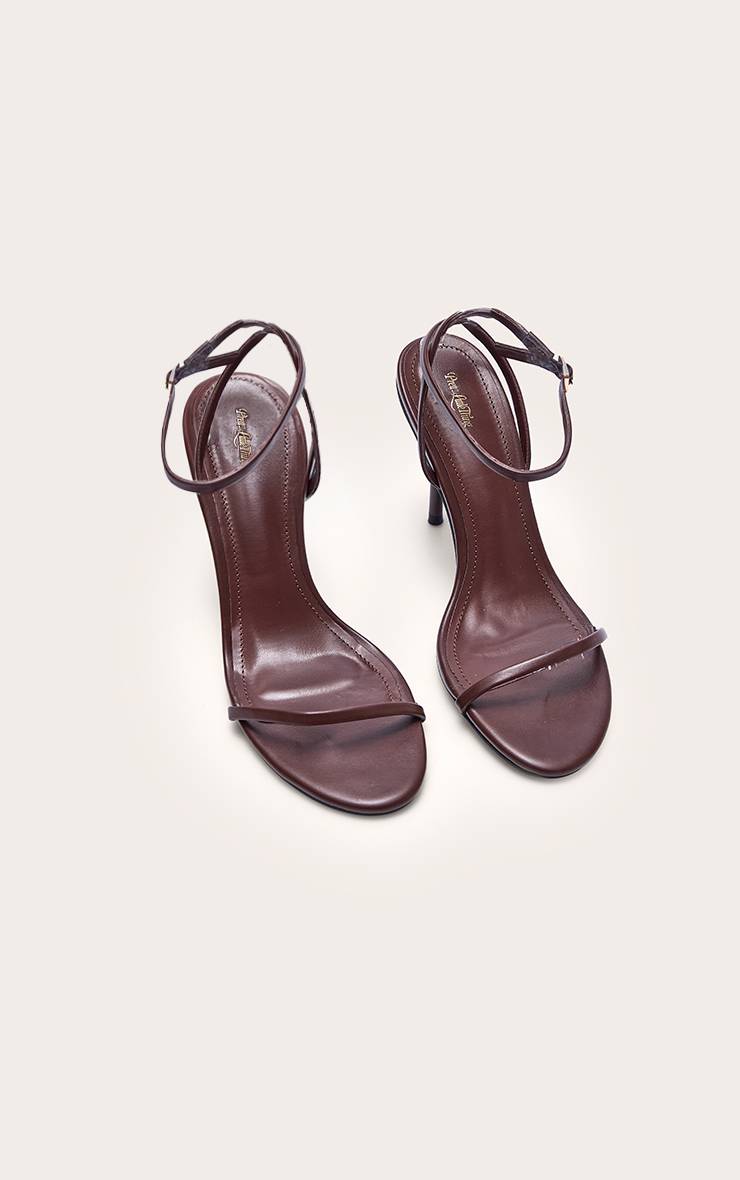 Chocolat Sandale Minimaliste À Bout Rond Et Talon Aiguille Fin