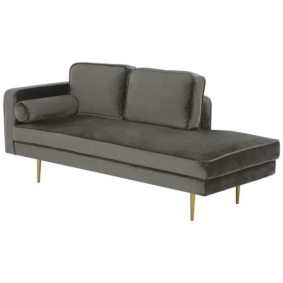 MIRAMAS - Chaise longue - Grijs - Linkerzijde - Fluweel