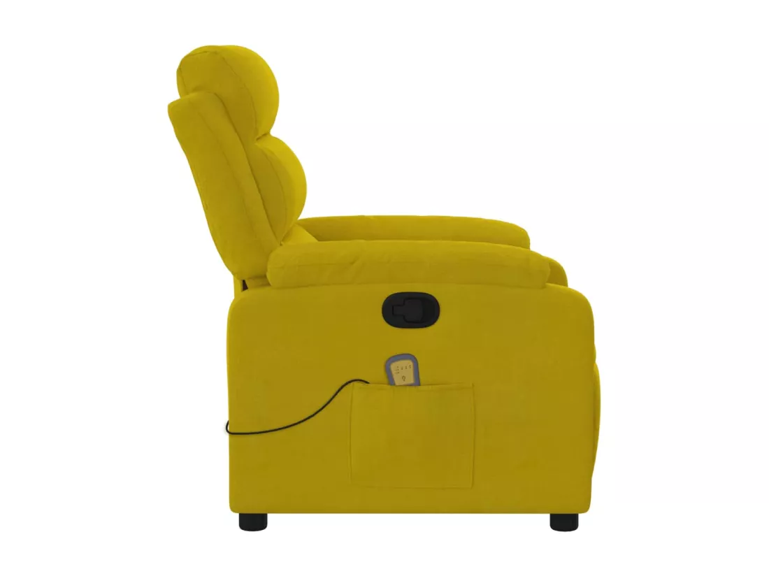 Fauteuil massant inclinable jaune velours