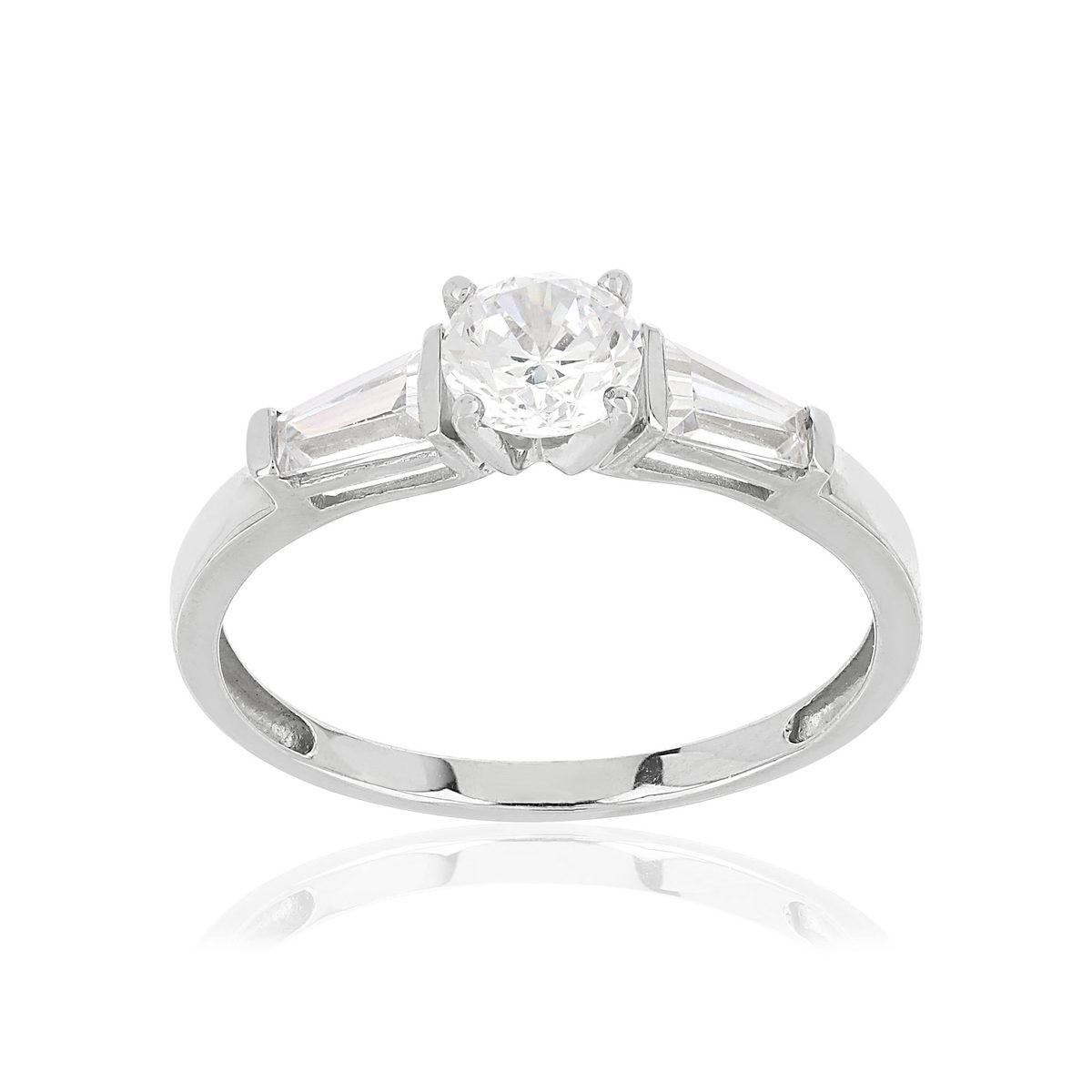 Bague or 375 blanc zirconias