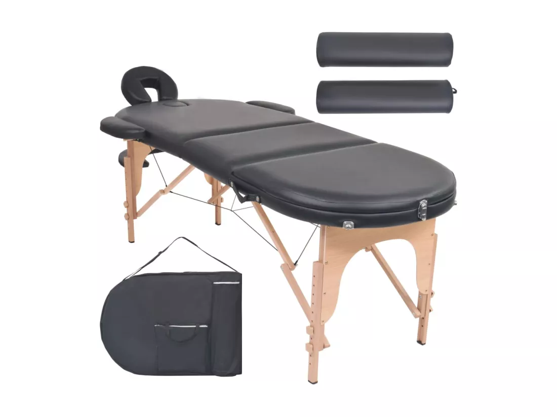 Table de massage pliable noire 194 x 70 x 65 cm 02_0001841