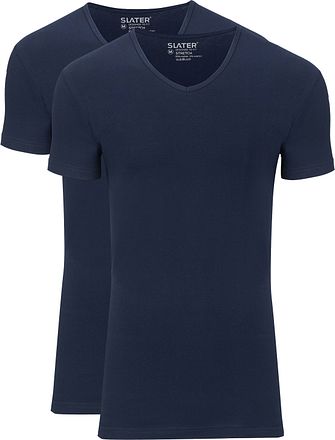 Slater 2-pack Stretch V-hals T-shirt Navy 6610 kopen