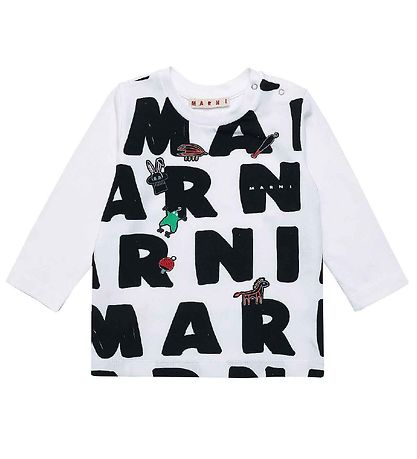Marni Pullover - Weiß m. AOP-Logo