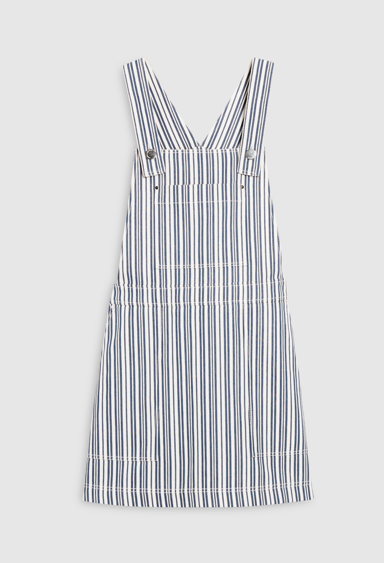Robe salopette courte denom &agrave; rayures