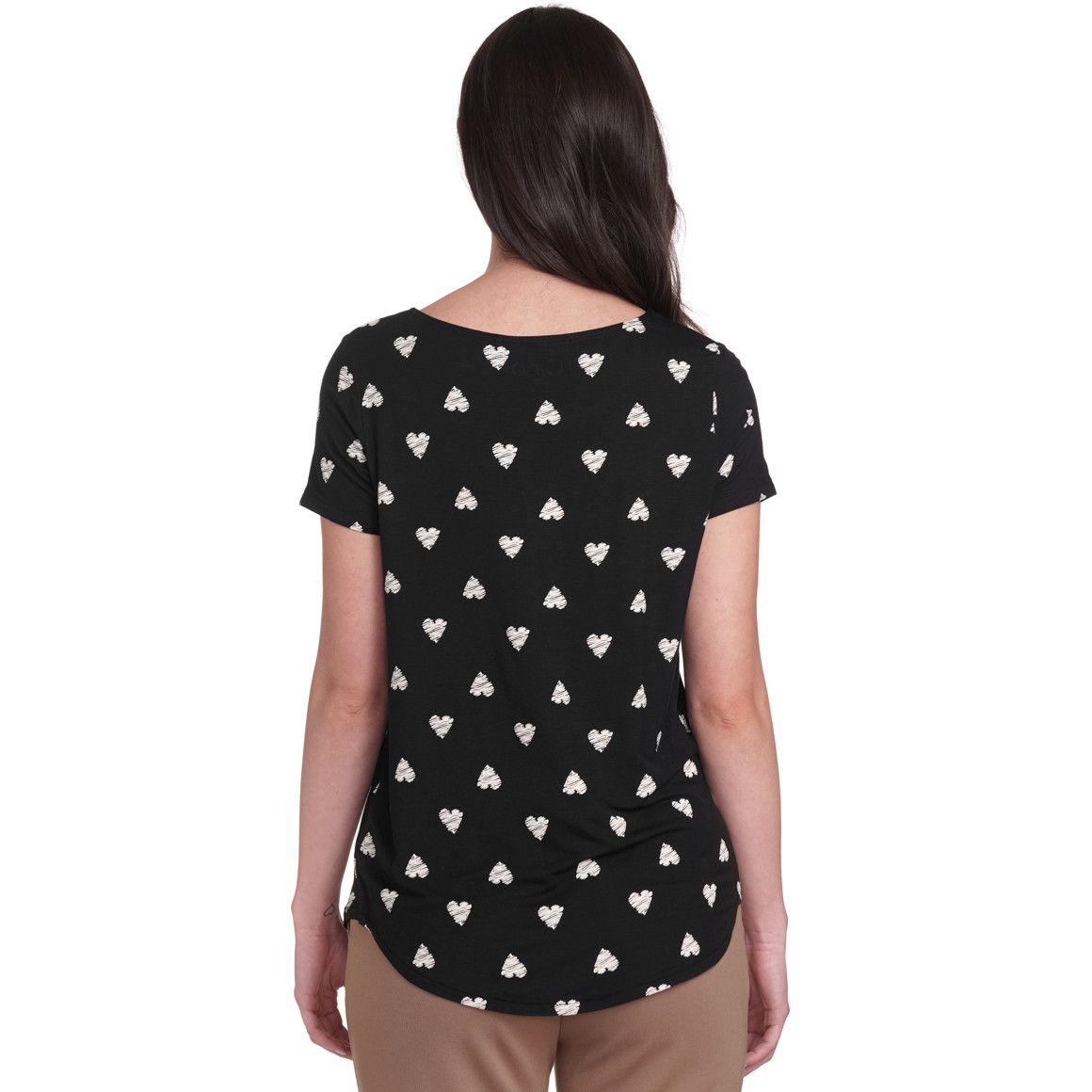 Gina Damen T-Shirt mit Herz-Print schwarz
