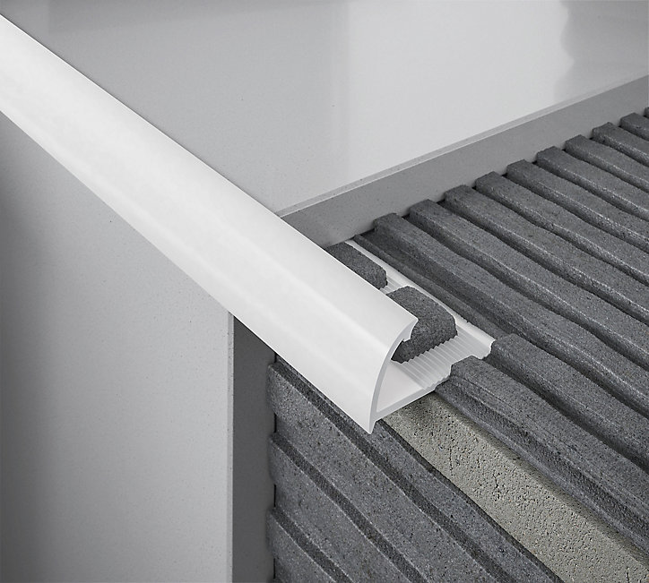 Profilé de carrelage intérieur Diall rond PVC blanc lisse L.1,83m x l. 26,5cm x ep.6 mm